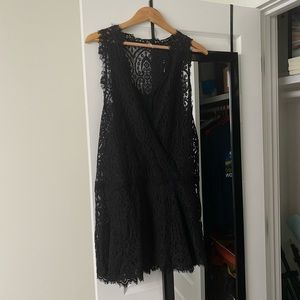 BLACK LACE DROP WAIST DRESS